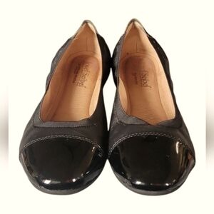 Josef Seibel Women's Pippa 07  Black Cushioned Patent Leather Ballet Flats Sz 39